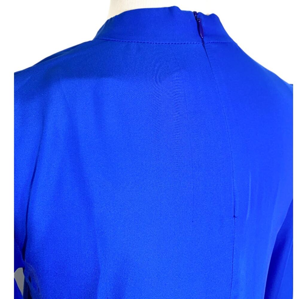 Amanda Uprichard Amherst Choker Tie Neck Bell Sleeve Mini Dress Royal Blue Small - Picture 6 of 13